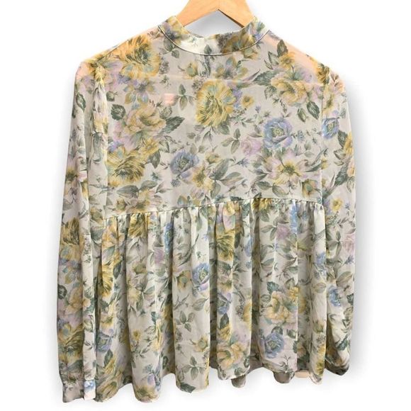 Altar'd State Tops - NWOT Altar'd State floral sheer peplum long sleeve boho blouse women's xss